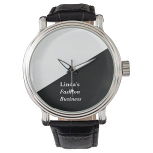 Black and white diagonal line watch