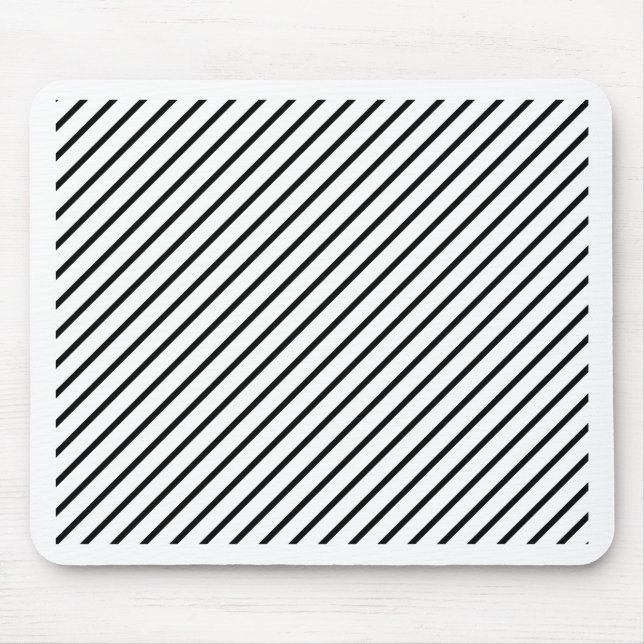 Black and White Diagonal Stripes Mouse Pad (Front)