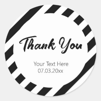 black and white diagonal stripes pattern classic round sticker