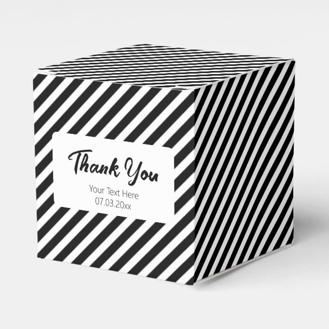 black and white diagonal stripes pattern favour box (Front Side)