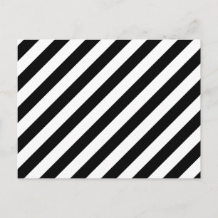 Black And White Diagonal Stripes Pattern Postcard