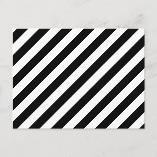 Black And White Diagonal Stripes Pattern Postcard (Front)