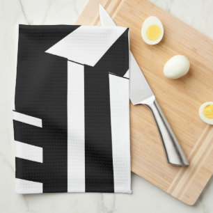 Black and White Diagonal Stripes Pattern  Tea Towel
