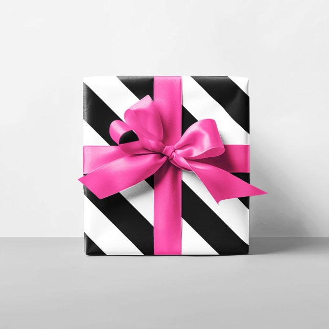 Black and White Diagonal Stripes Wrapping Paper (Black and White Diagonal Stripes Wrapping Paper)