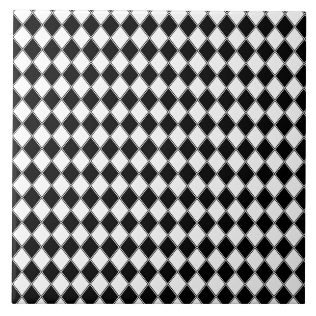 Black and White Diamond Argyle Pattern Ceramic Tile (Front)