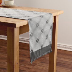 Black and White Diamond Facets Long Table Runner