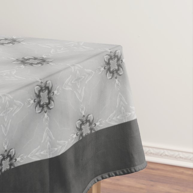 Black and White Diamond Facets Tablecloth (In Situ)
