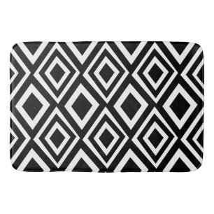 Black and White Diamond Geometric Pattern Bath Mat