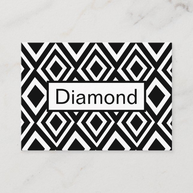 Black and White Diamond Geometric Pattern Business Card (Front)