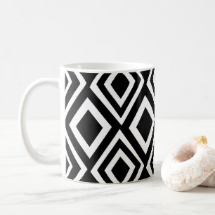Black and White Diamond Geometric Pattern Coffee Mug