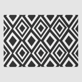 Black and White Diamond Geometric Pattern Tissue Paper