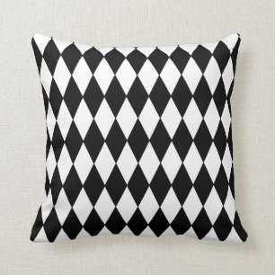 Black and White Diamond Harlequin Pattern Cushion