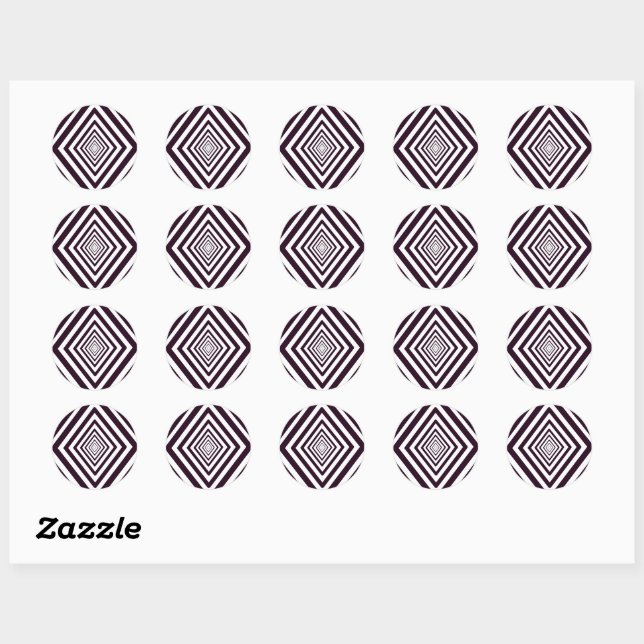Black and White Diamond Optical Illusion  Classic Round Sticker (Sheet)