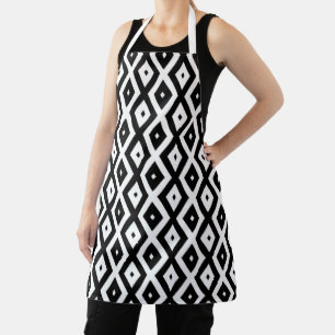 Black and white diamond pattern apron