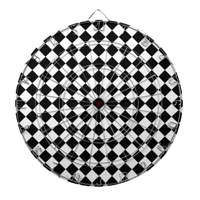 Black and White Diamond Pattern by Shirley Taylor Dartboard (Front)