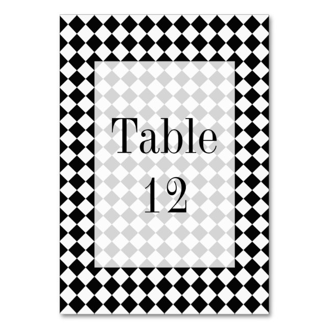 Black and White Diamond Pattern by Shirley Taylor Table Number (Front)