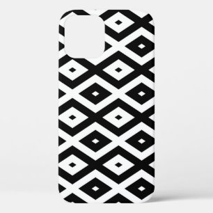 Black and white diamond pattern iPhone 12 case