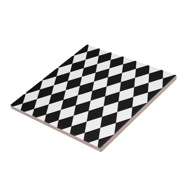 Black And White Diamond Pattern Ceramic Tile (Side)