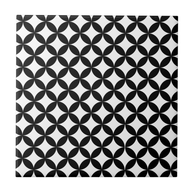 Black and White Diamond Pattern Ceramic Tile (Front)