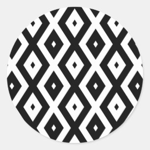 Black and white diamond pattern classic round sticker
