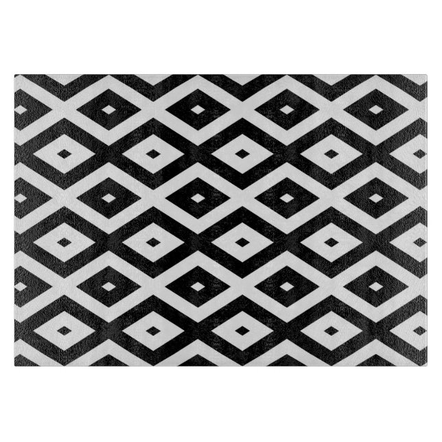 Black and white diamond pattern cutting board (Front)