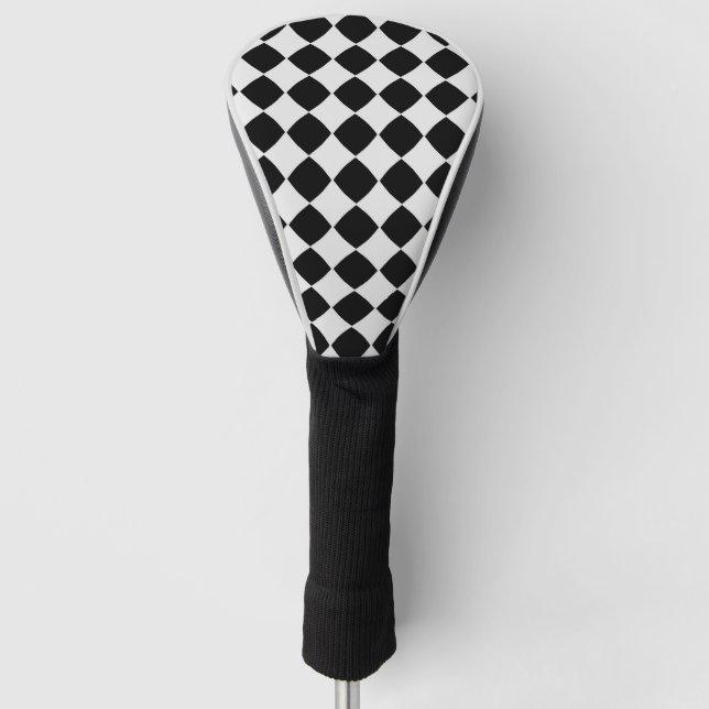 Black and white diamond pattern golf head cover (Front)