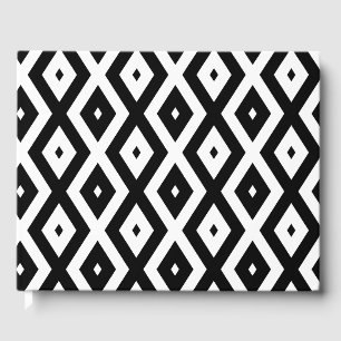 Black and white diamond pattern guest book