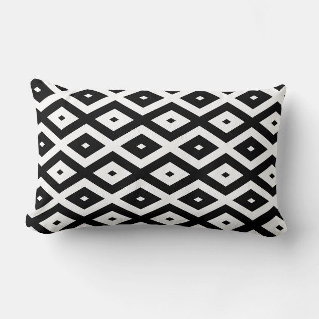Black and white diamond pattern lumbar cushion (Front)