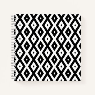 Black and white diamond pattern notebook