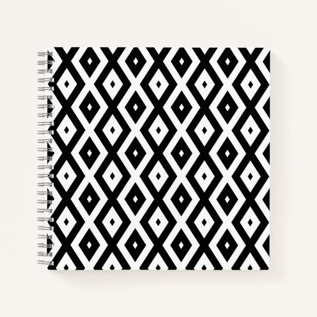 Black and white diamond pattern notebook (Front)