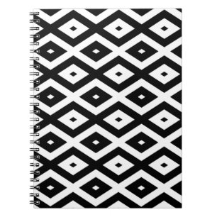 Black and white diamond pattern notebook