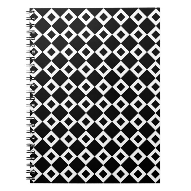 Black and White Diamond Pattern Notebook (Front)