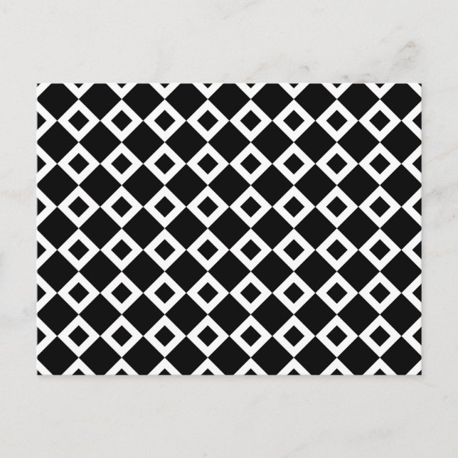 Black and White Diamond Pattern Postcard (Front)