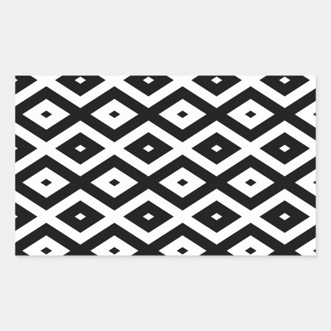 Black and white diamond pattern rectangular sticker (Front)