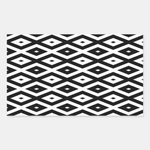 Black and white diamond pattern rectangular sticker
