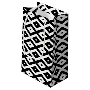 Black and white diamond pattern small gift bag