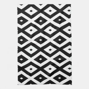 Black and white diamond pattern tea towel