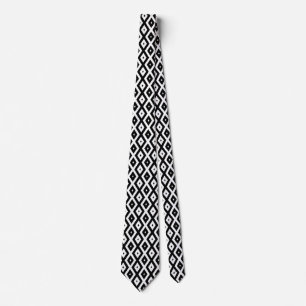 Black and white diamond pattern tie