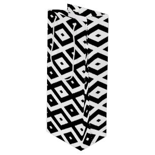 Black and white diamond pattern wine gift bag