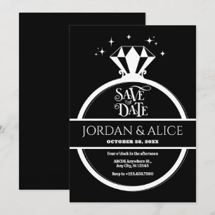 Black and white diamond ring  save the date