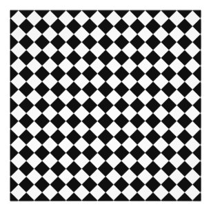 Black And White Diamond Shape Pattern by STaylor Photo Print