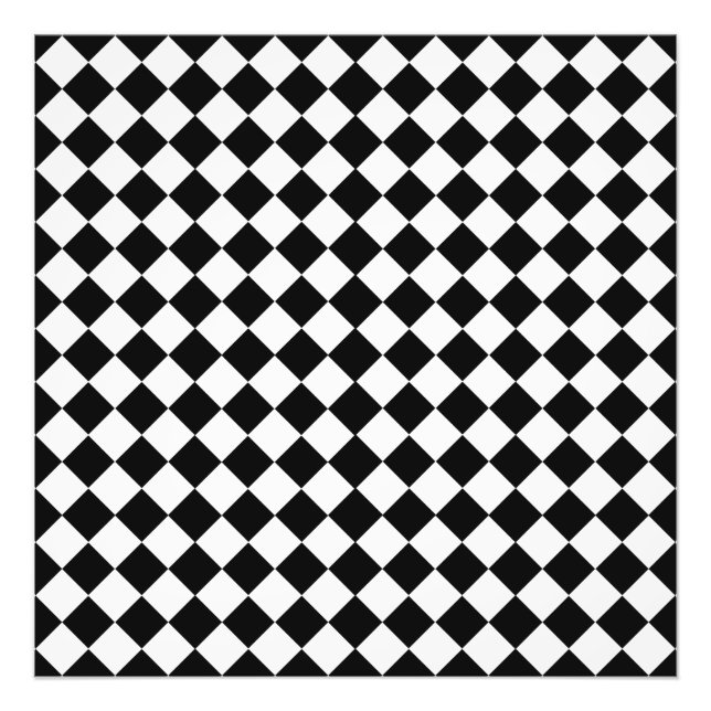 Black And White Diamond Shape Pattern by STaylor Photo Print (Front)