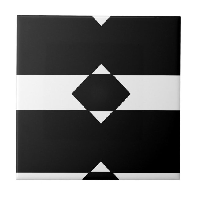 Black and white diamond shaped ceramic tile (Front)