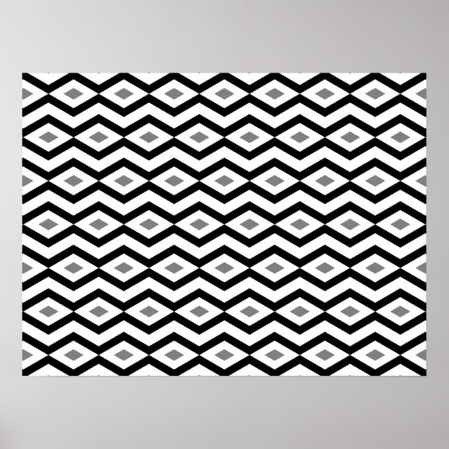 Black and White Diamond Zigzag Poster (Front)