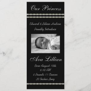 Black and White Diamonds Baby Birth Annoucements Announcement
