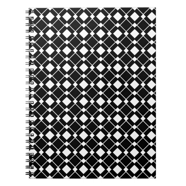 Black and White Diamonds - Lozenge Pattern Notebook (Front)
