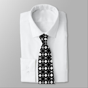 Black and White Diamonds - Lozenge Pattern Tie