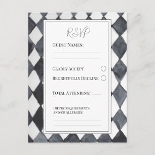 Black and White Diamonds RSVP Postcard