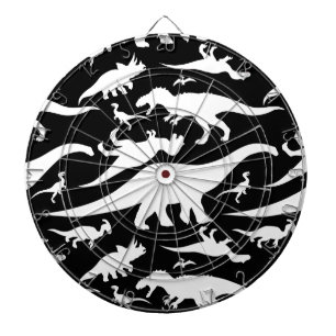 Black and White Dinosaur Pattern Dartboard