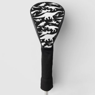 Black and White Dinosaur Pattern Golf Head Cover